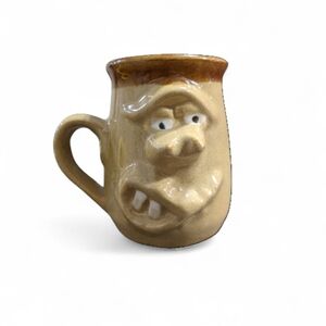 Vintage Stoneware Ugly Face Mug (1970s)